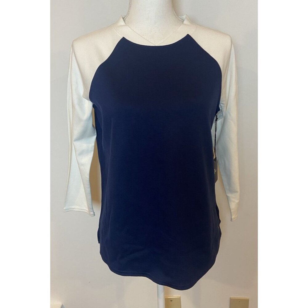 NWT Belyn Key Shirt Hybrid Pullover Ink Navy Cream Size Small S New